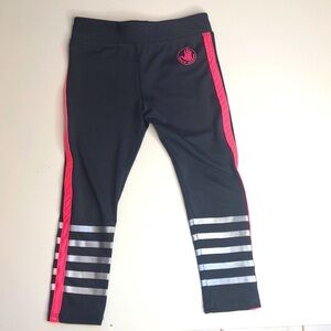 Body Glove Black Stretchy Leggings Pink Side Stripe White Stripes girl size 4T